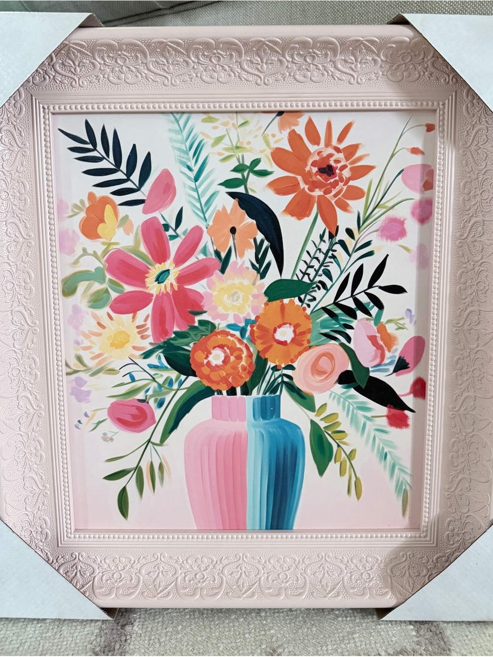 Pink Floral Canvas Wall Art - Colorful Bouquet Print